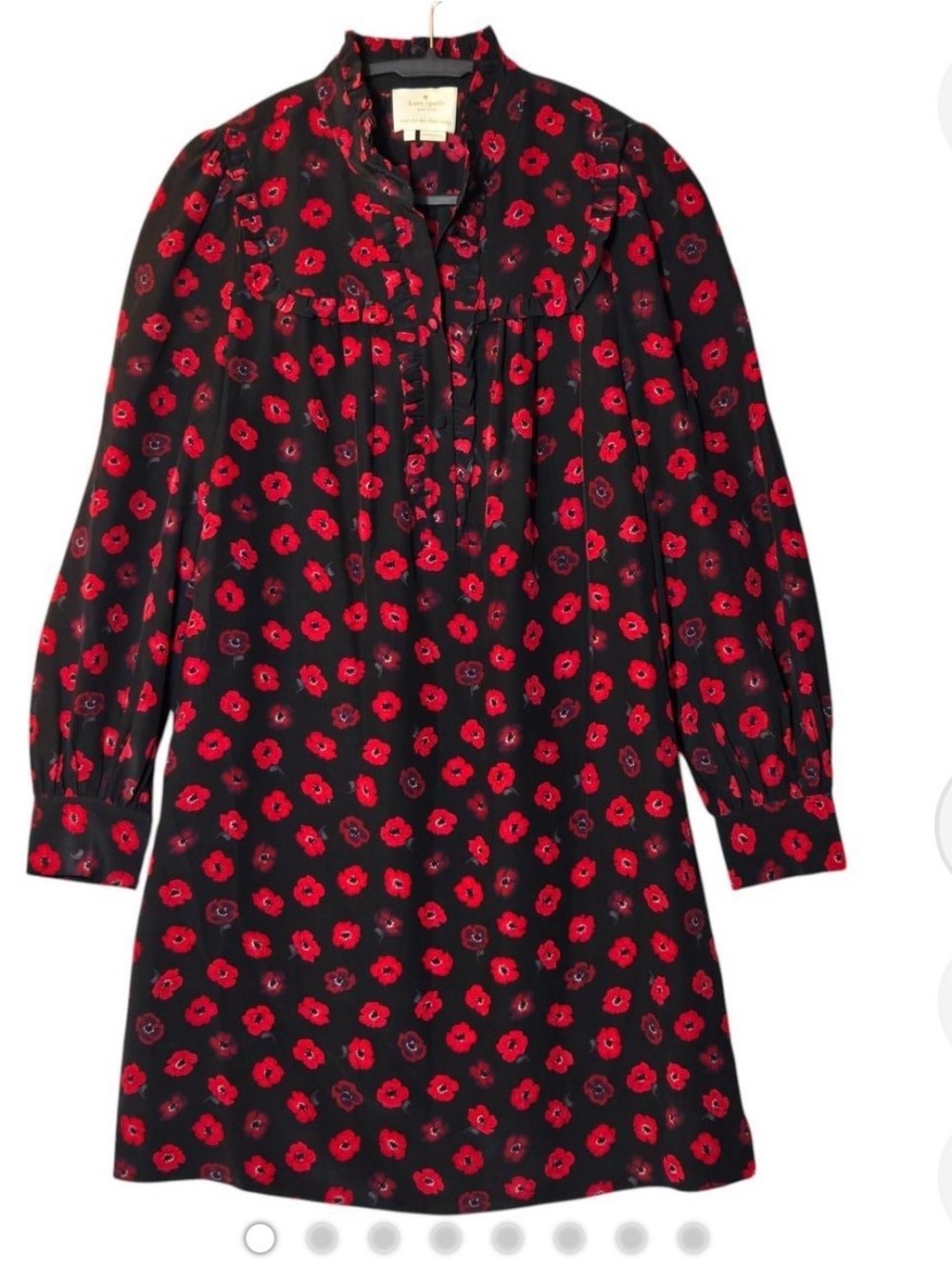 kate spade Black Mini Dress with Red Floral Pattern